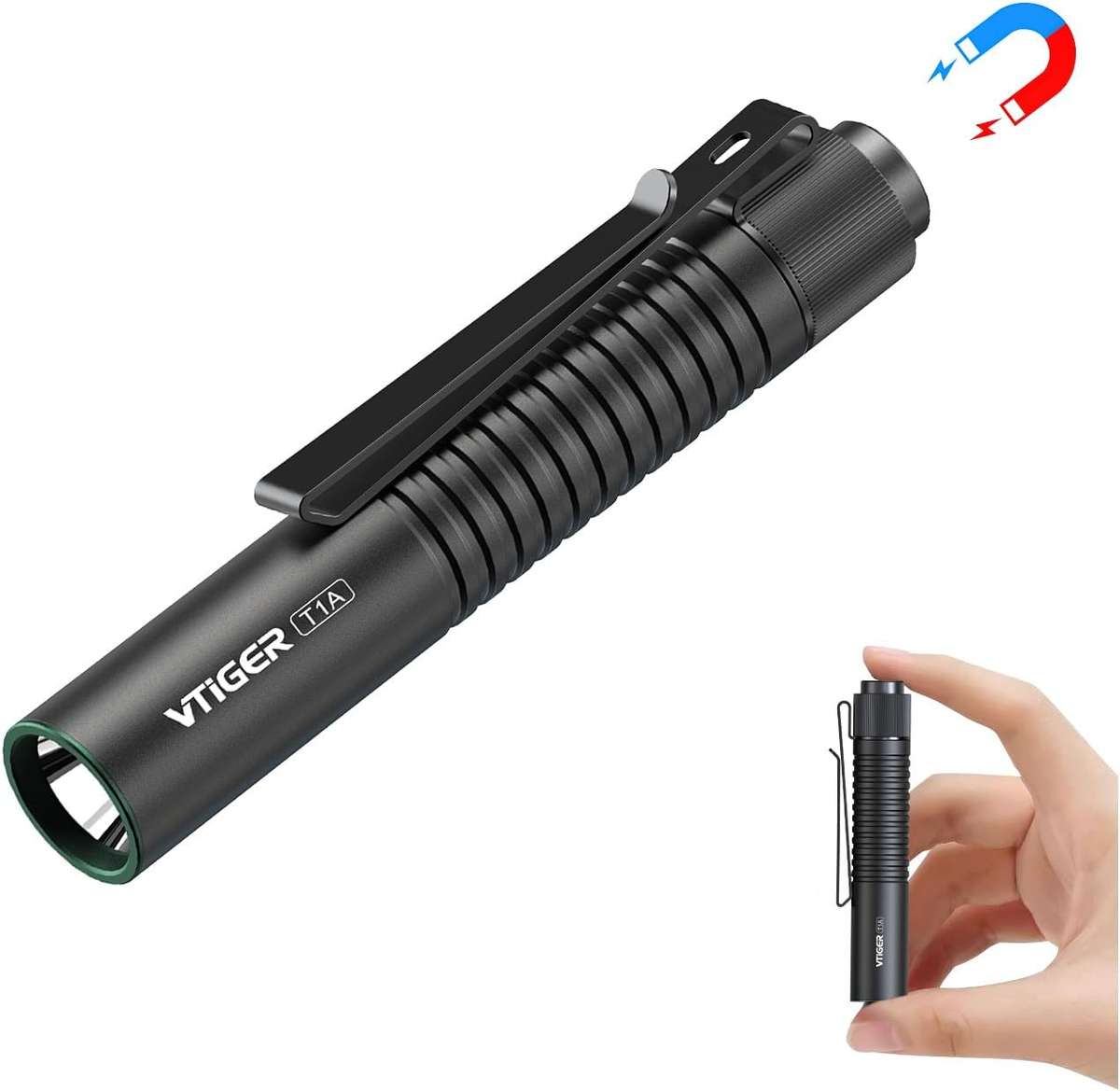 Vtiger T1A 1300 Lumen 170m Throw 14500/AA Rechargeable EDC Flashlight