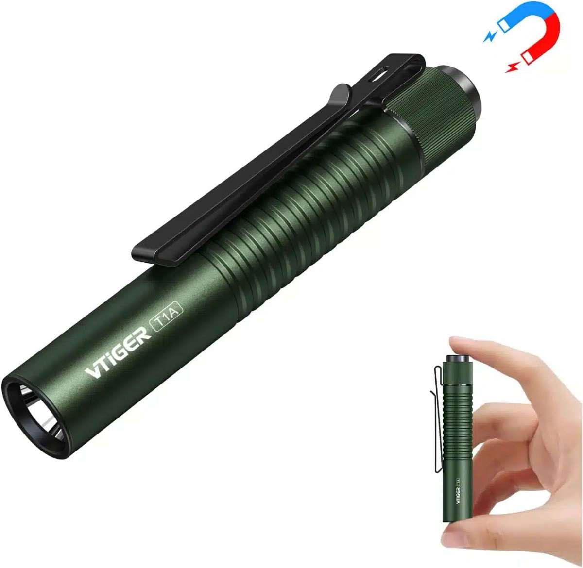 Vtiger T1A 1300 Lumen 170m Throw 14500/AA Rechargeable EDC Flashlight