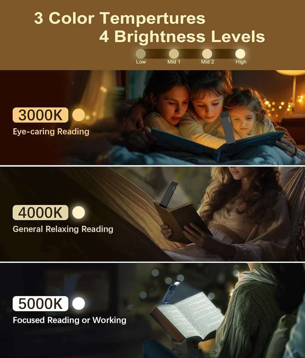 Vtiger B1 Reading Light 3 Colors 4 Brightness Levels