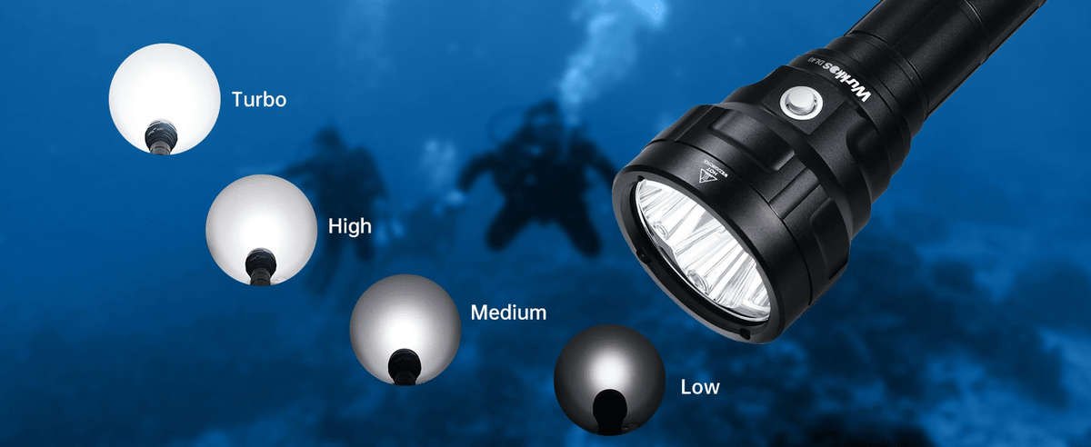 Wurkkos DL40 5000 Lumen 400m Throw Rechargeable Diving Flashlight with 2x 26650
