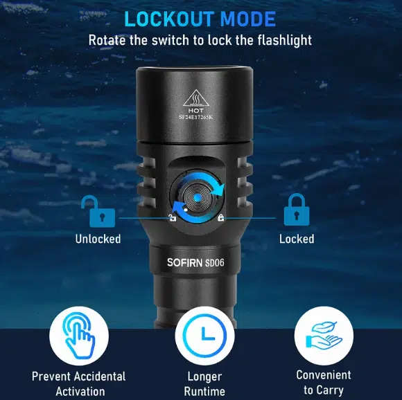 Sofirn SD06 3200 Lumen 472m Throw Rechargeable Diving Flashlight with 21700 Battery