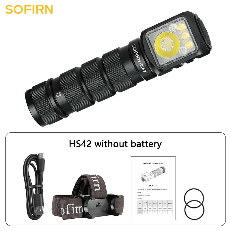 Sofirn HS42 2100 Lumen 176m Throw Rechargeable Headlamp with 18650 Battery