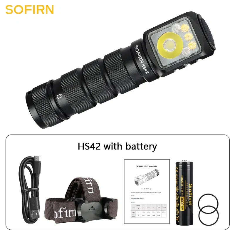 Sofirn HS42 2100 Lumen 176m Throw Rechargeable Headlamp with 18650 Battery