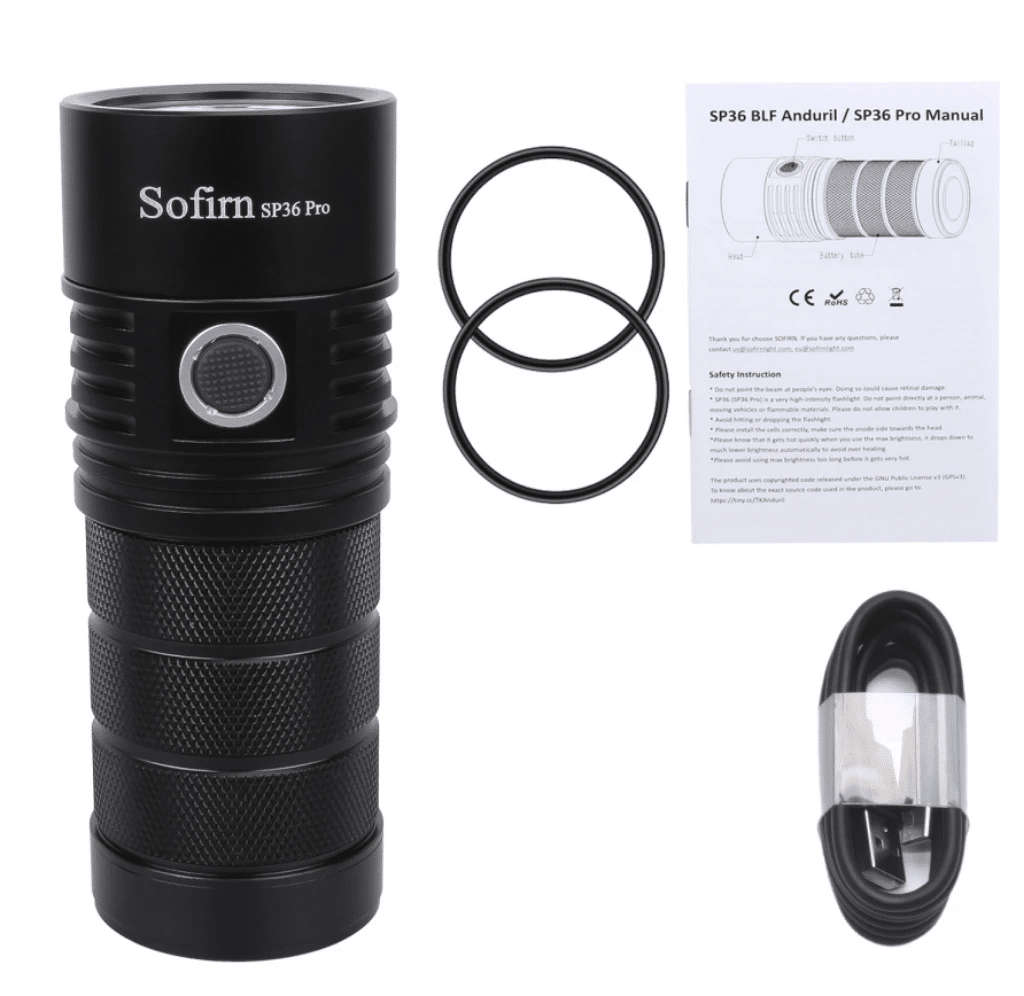 Sofirn SP36 Pro 8000 Lumen 450m Throw Rechargeable Flashlight with 3x 18650 Batteries
