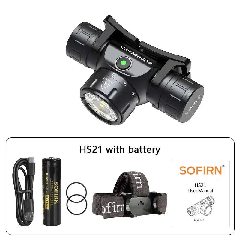 Sofirn HS21 2200 Lumen 230m Throw Rechargeable Headlamp with 18650 Battery