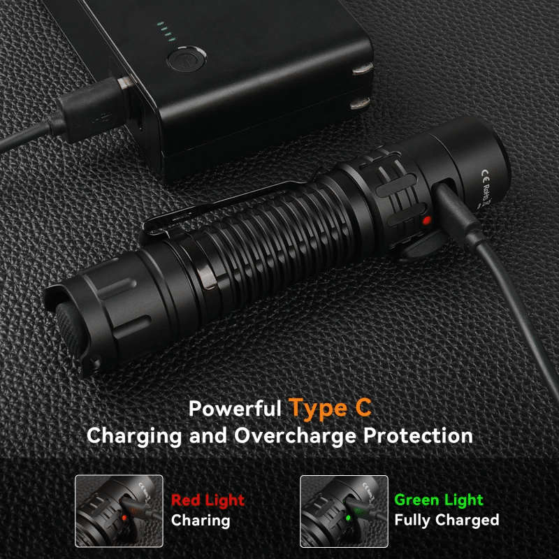 Wurkkos TD02 2000 Lumen 254m Throw Rechargeable Tactical Flashlight