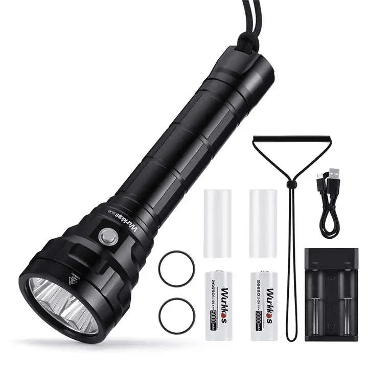 Wurkkos DL40 5000 Lumen 400m Throw Rechargeable Diving Flashlight with 2x 26650