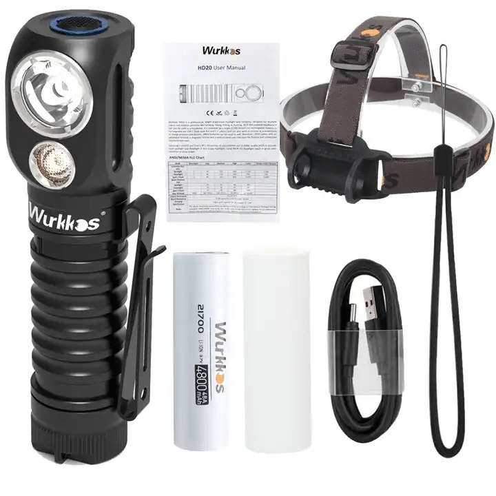 Wurkkos HD20 2000 Lumen 144m Throw Rechargeable Headlamp with Battery