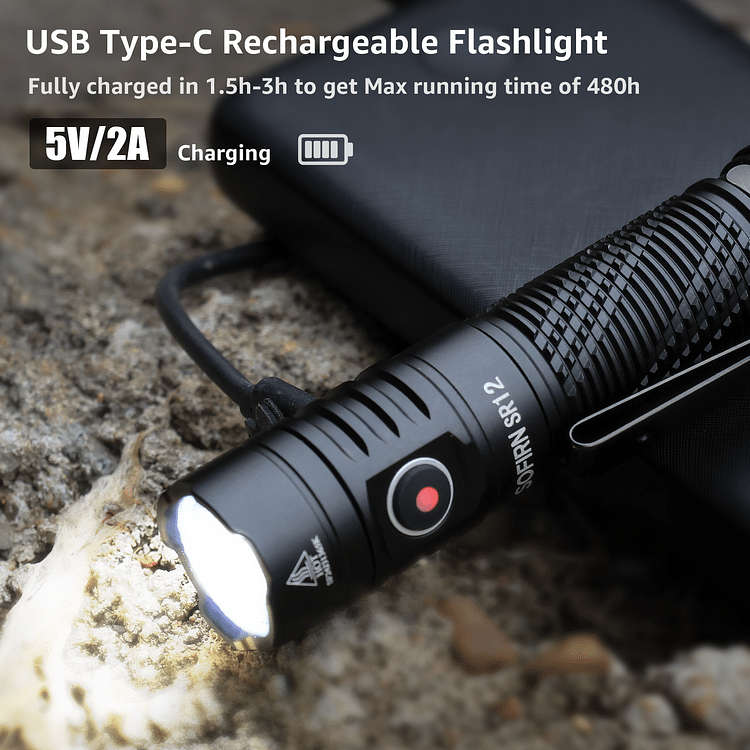 Sofirn SR12 1450 Lumen 130m Throw Rechargeable Flashlight with 18650 Battery