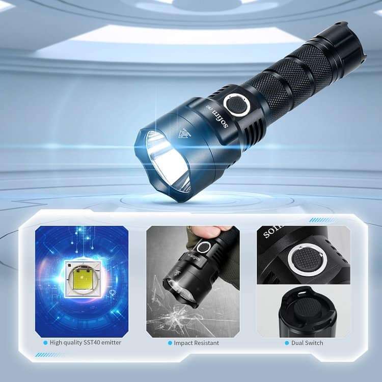 Sofirn C8G 2000 Lumen 565m Throw Rechargeable Flashlight with 21700 Battery