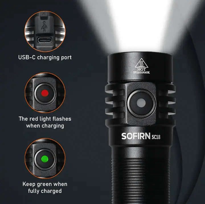 Sofirn SC18 1800 Lumen 217m Throw Rechargeable EDC Flashlight