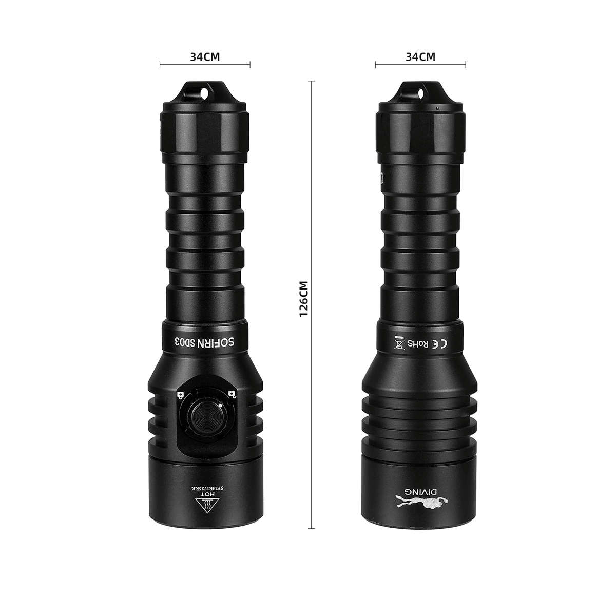 Sofirn SD03 1800 Lumen 447m Throw Rechargeable Diving Flashlight with 18650 Battery