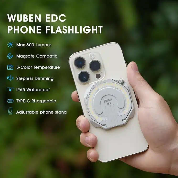 Wuben E1 300 Lumen 85m Throw Rechargeable LED EDC Selfie Flashlight