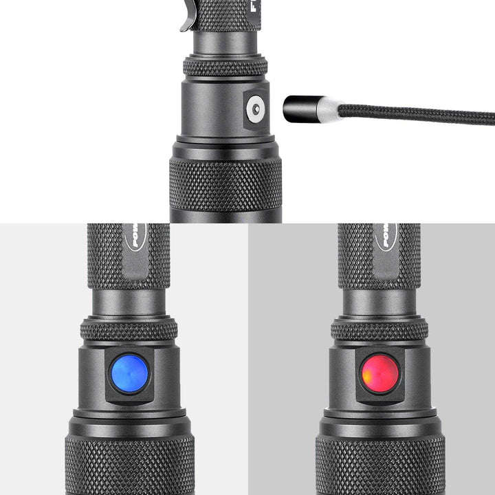 Powertac FlexBeam 1200 Lumen 700m Throw Adjustable Beam Rechargeable Flashlight