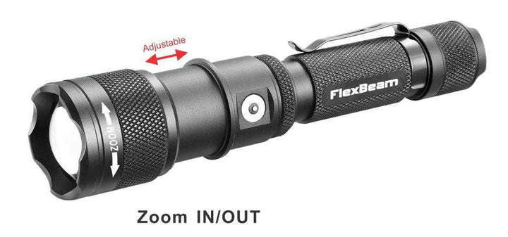 Powertac FlexBeam 1200 Lumen 700m Throw Adjustable Beam Rechargeable Flashlight