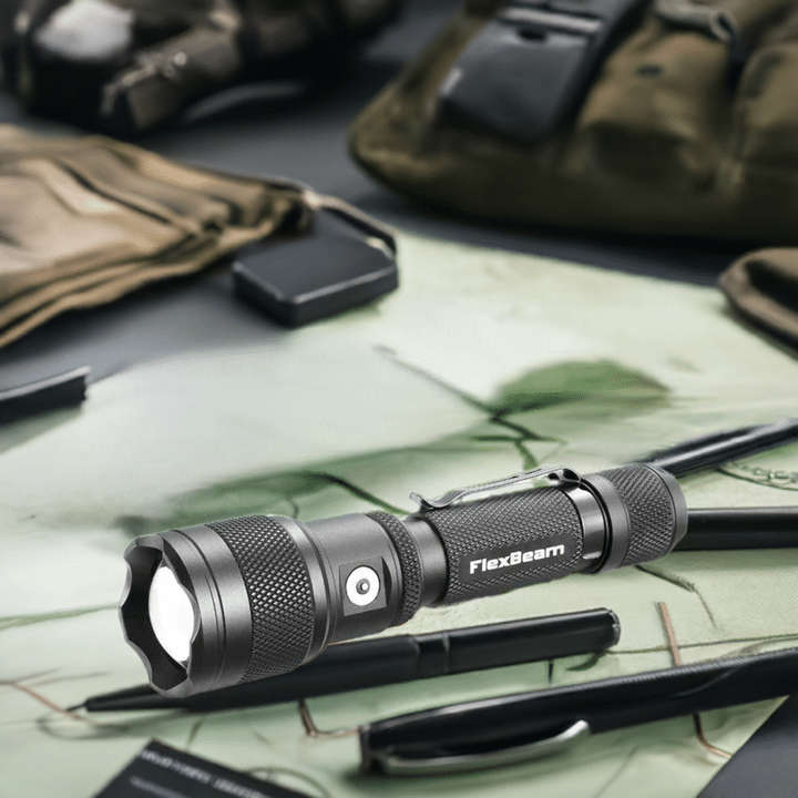 Powertac FlexBeam 1200 Lumen 700m Throw Adjustable Beam Rechargeable Flashlight