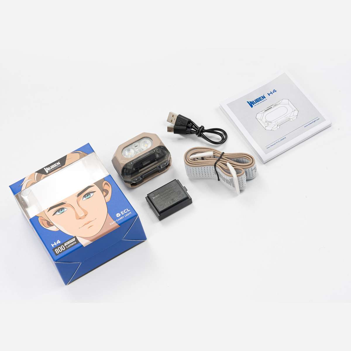Wuben H4 800 Lumen 200m Throw Rechargeable LED Headlamp