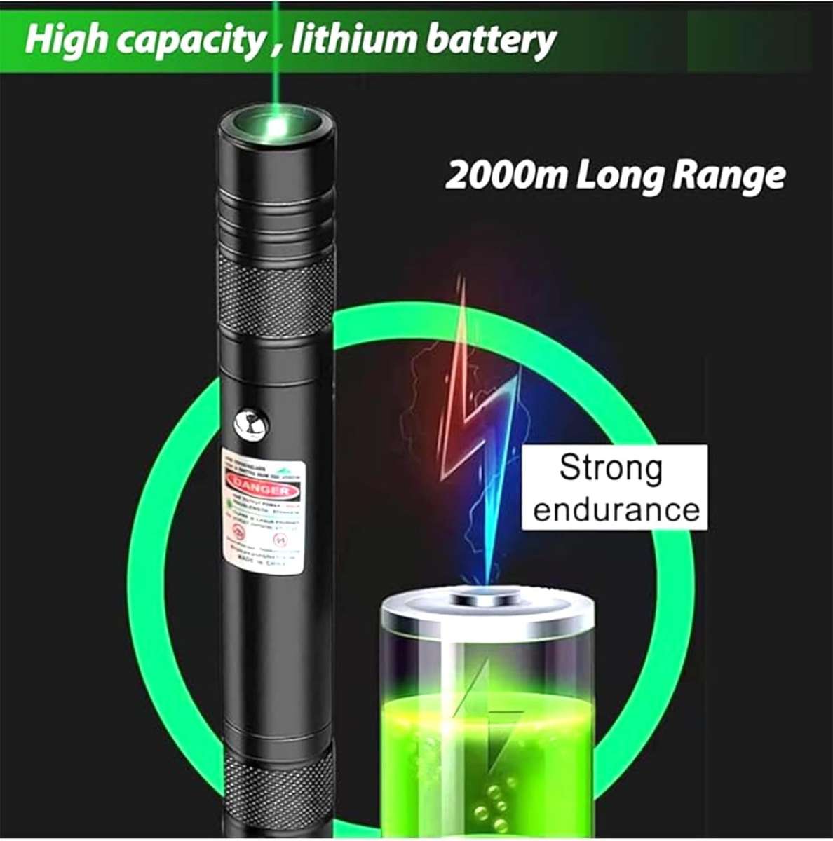 Velvo LP3 2000m Rechargeable Green Laser Pointer