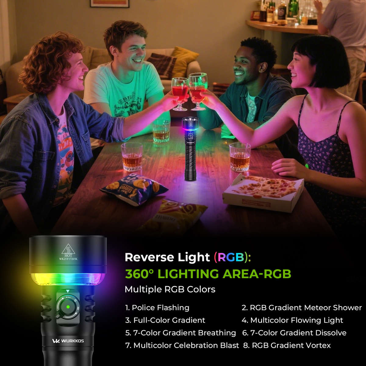 Wurkkos TS27 3200 Lumen 845m Throw RGB Rechargeable LED Flashlight