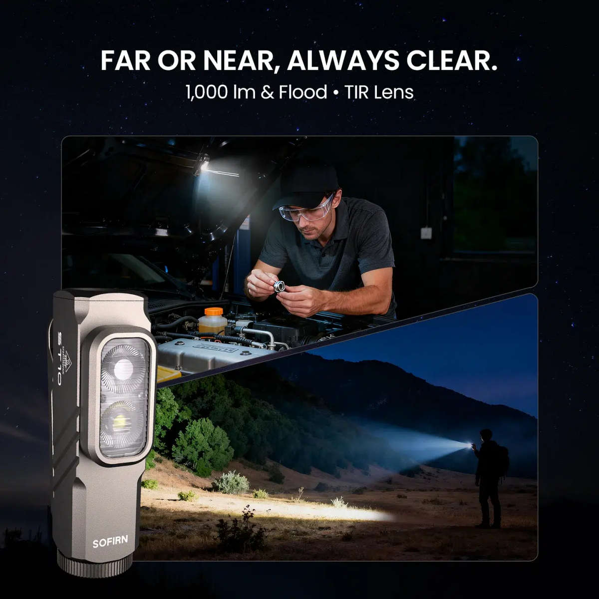 Sofirn ST10 Clip-on Mini Flashlight - 1000 Lumens 3-in-1 EDC with Magnetic Tailcap, Red Light & R...