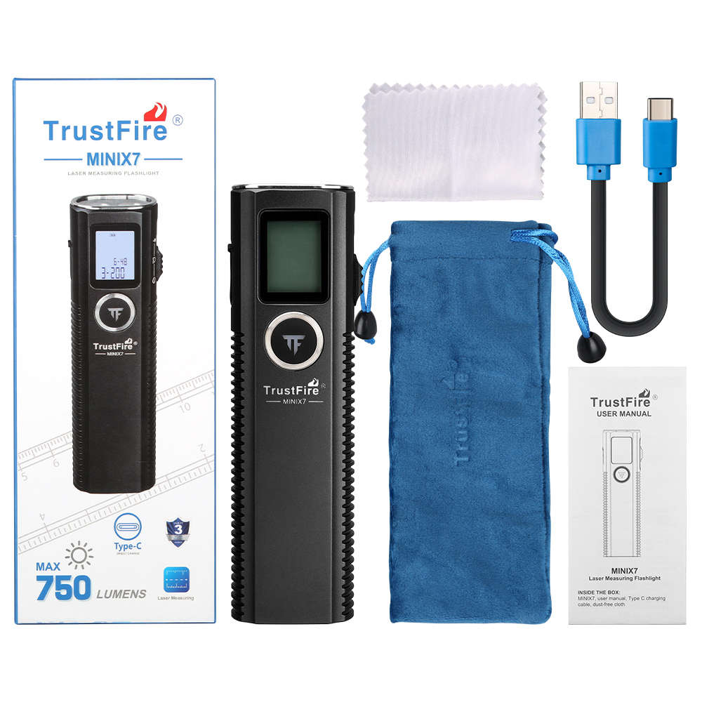 Trustfire MiniX7 Multi-Function Rangefinder Flashlight  750 Lumens with Laser Distance Measure...