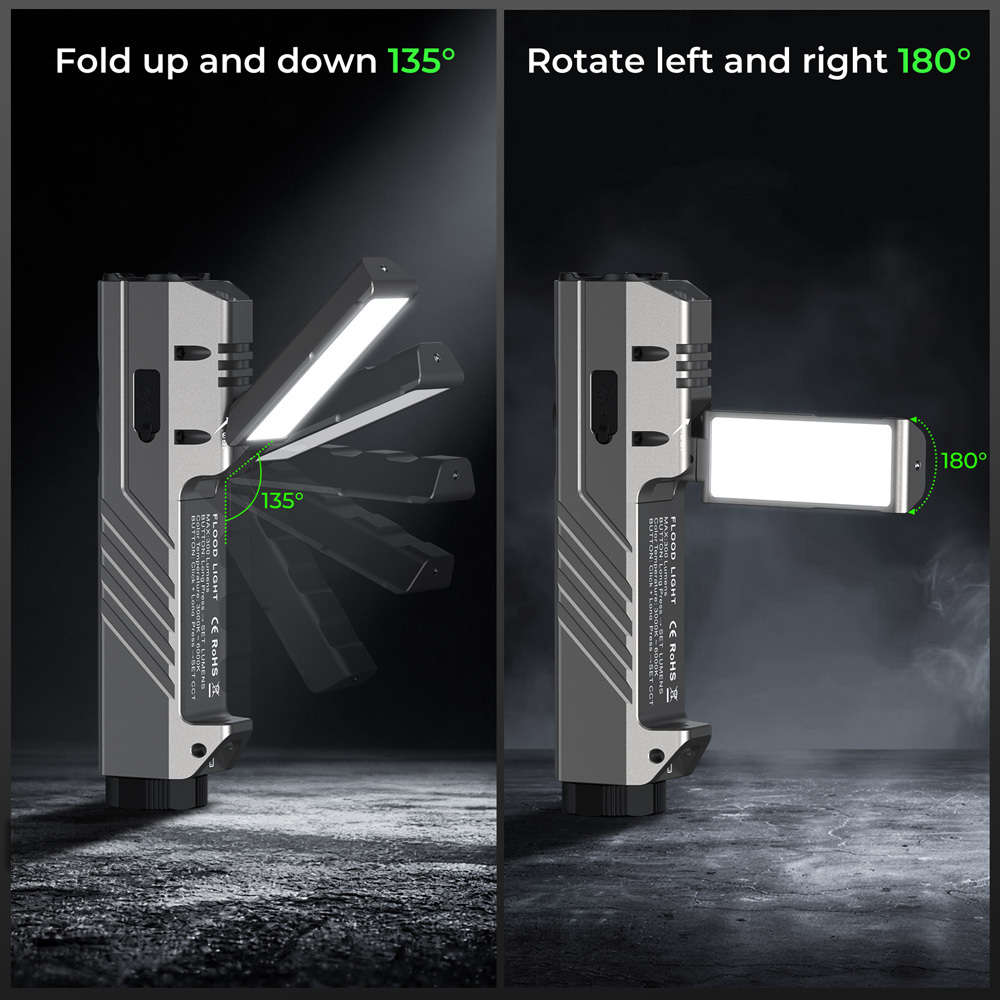 Wurkkos HD05 Foldable 4-in-1 EDC/Work Light  3100 Lumens Spotlight + Rotating Floodlight Wing ...