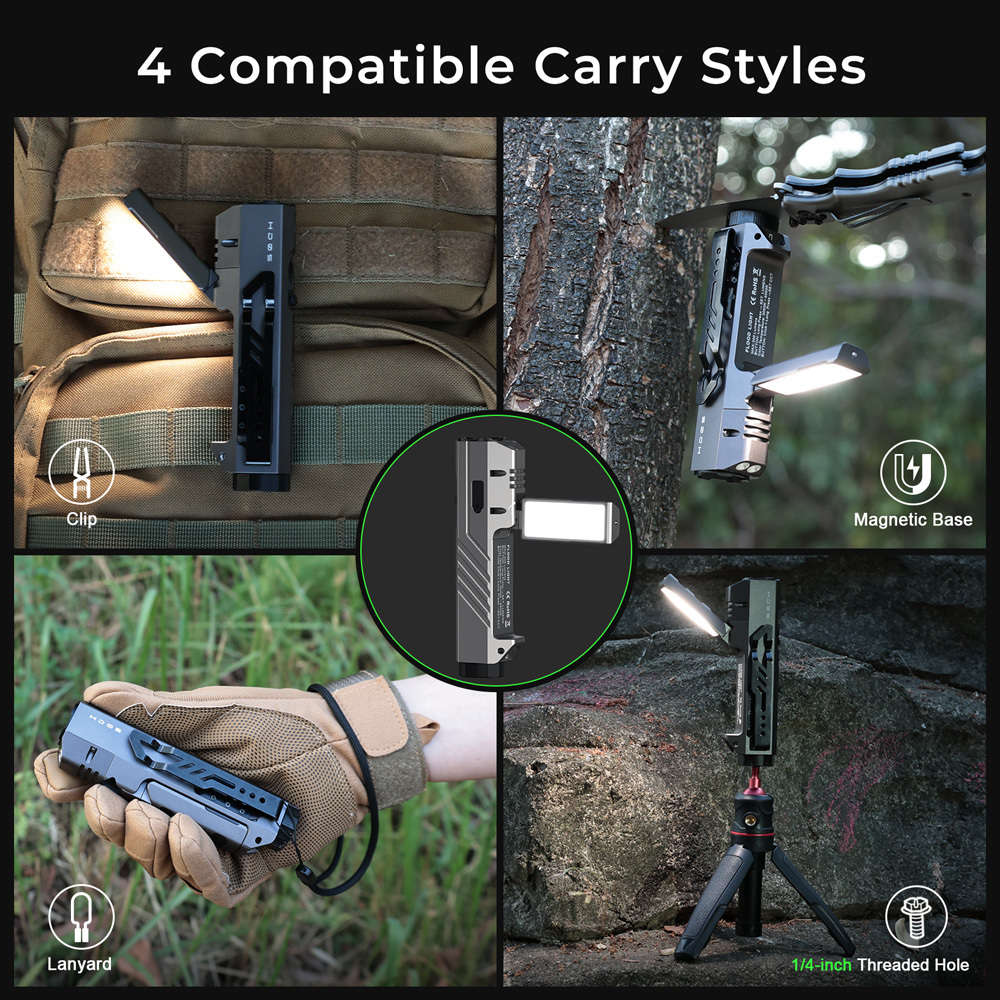 Wurkkos HD05 Foldable 4-in-1 EDC/Work Light  3100 Lumens Spotlight + Rotating Floodlight Wing ...