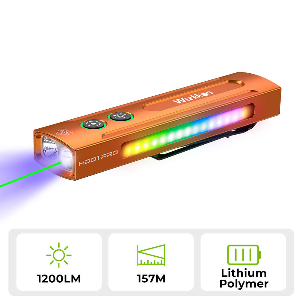 Wurkkos HD01 Pro 1200 Lumen 157m Throw Rechargeable EDC Flashlight with Built-in Battery