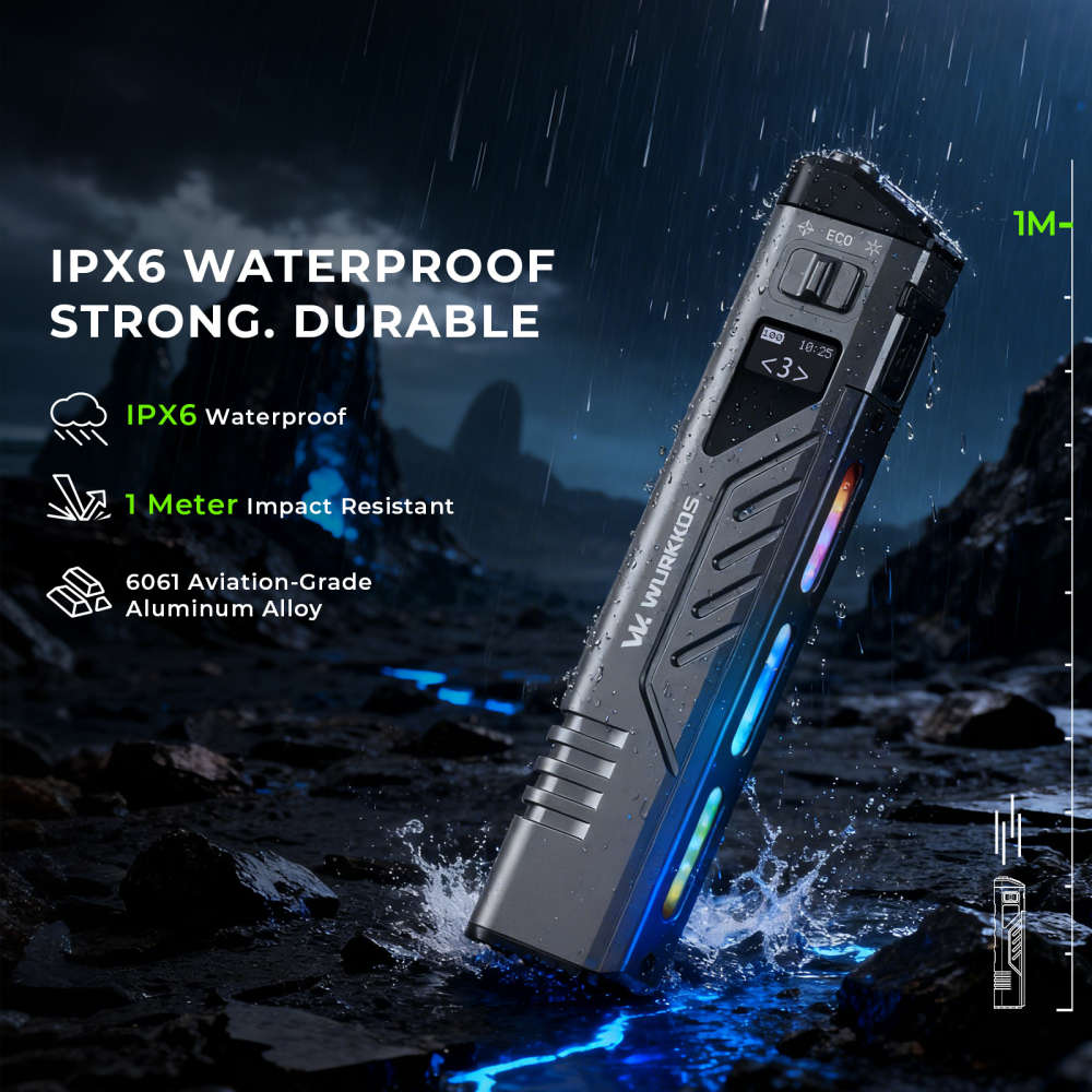 Wurkkos TD11 Smart OLED Tactical Flashlight  3000 Lumens, 320m Throw, Dual Tail Switches + Rea...