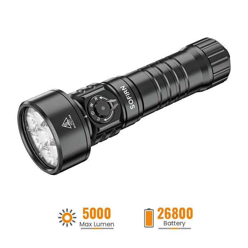 Sofirn SD11 Scuba Diving Flashlight  5000 Lumens, 116° Wide Beam, 2-CCT White + 660nm Red, IP...