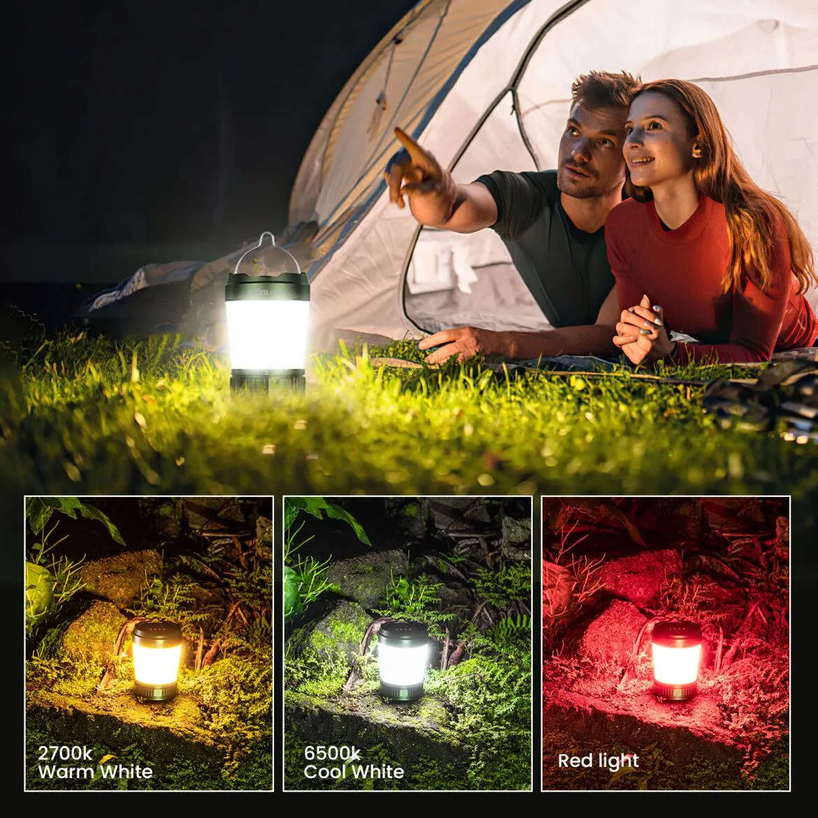 Sofirn LT1S Compact 500 Lumens Variable Tint Lantern  White (2700K6500K) + Red Light, USB-C...