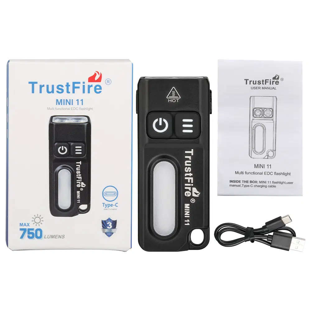 TrustFire Mini11 Multi-Functional EDC Flashlight  750 Lumens White + Color Side Light, Magneti...