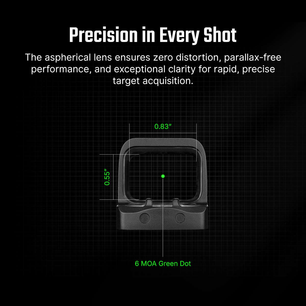 Osight SE 6 MOA Enclosed Red / Green Dot Sight  RMSc Footprint, Side-Loading Battery, 27.5 g