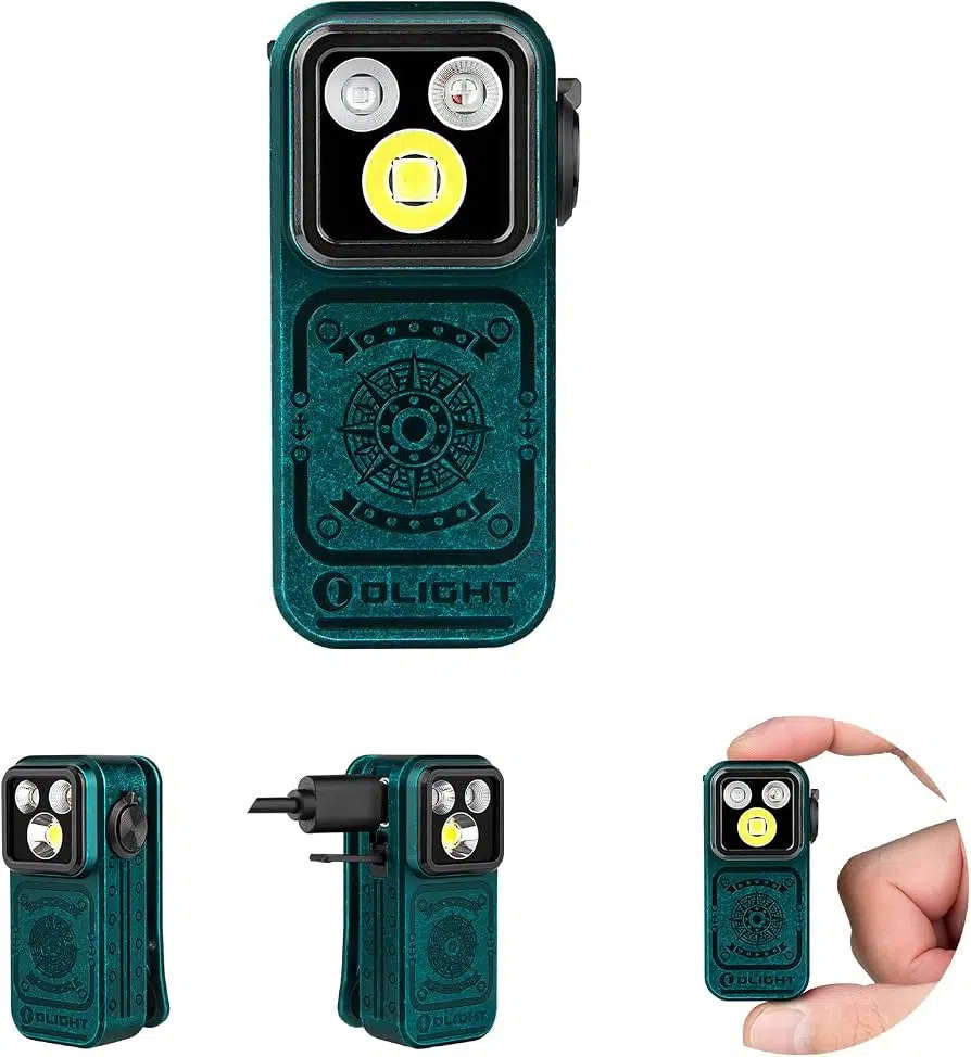 Olight Oclip Pro S 600 Lumens Compact Clip-On EDC Flashlight with White, RGB & 365nm UV Light