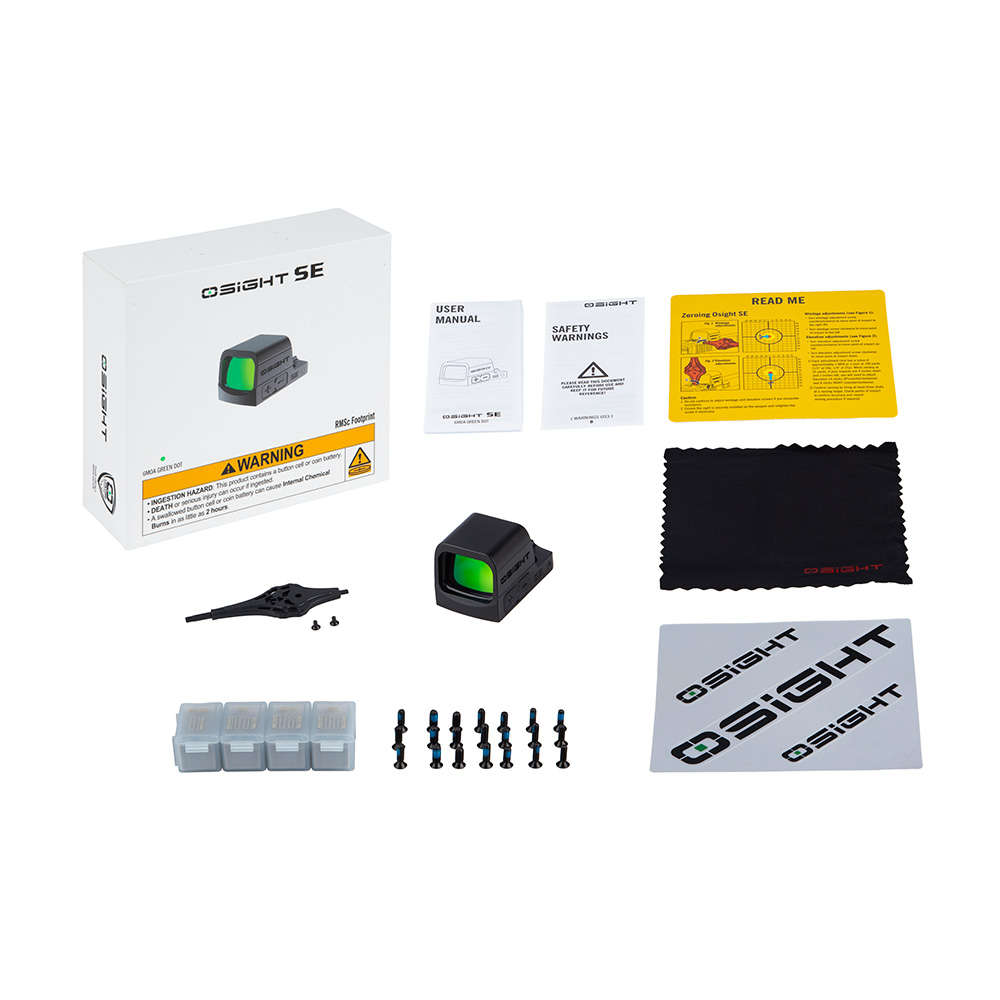 Osight SE 6 MOA Enclosed Red / Green Dot Sight  RMSc Footprint, Side-Loading Battery, 27.5 g