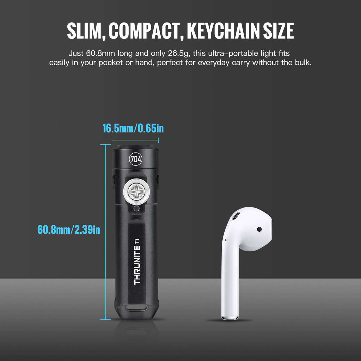ThruNite Ti Keychain Light  650 Lumens, 105 m, USB-C, Magnetic Tail, Clip