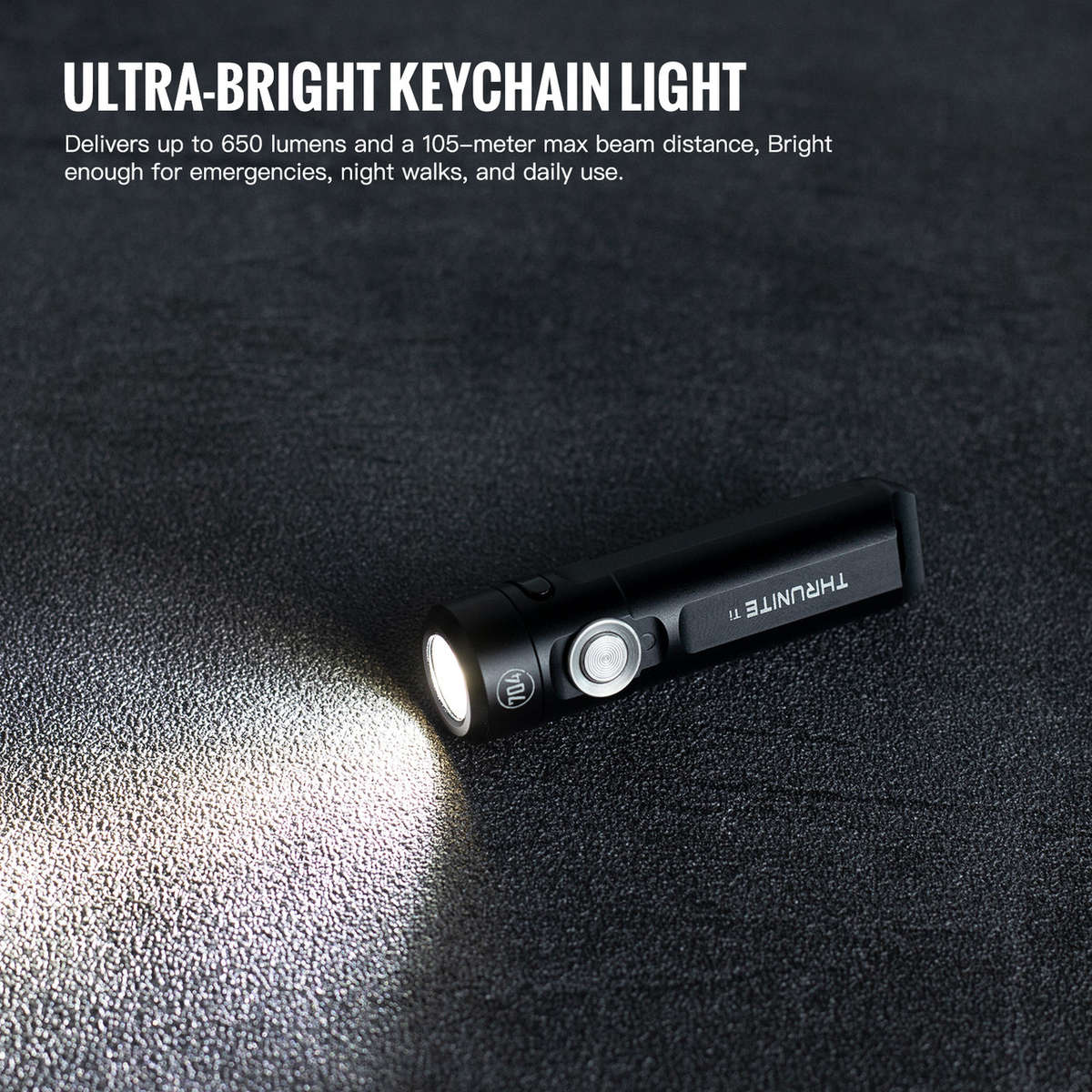 ThruNite Ti Keychain Light  650 Lumens, 105 m, USB-C, Magnetic Tail, Clip
