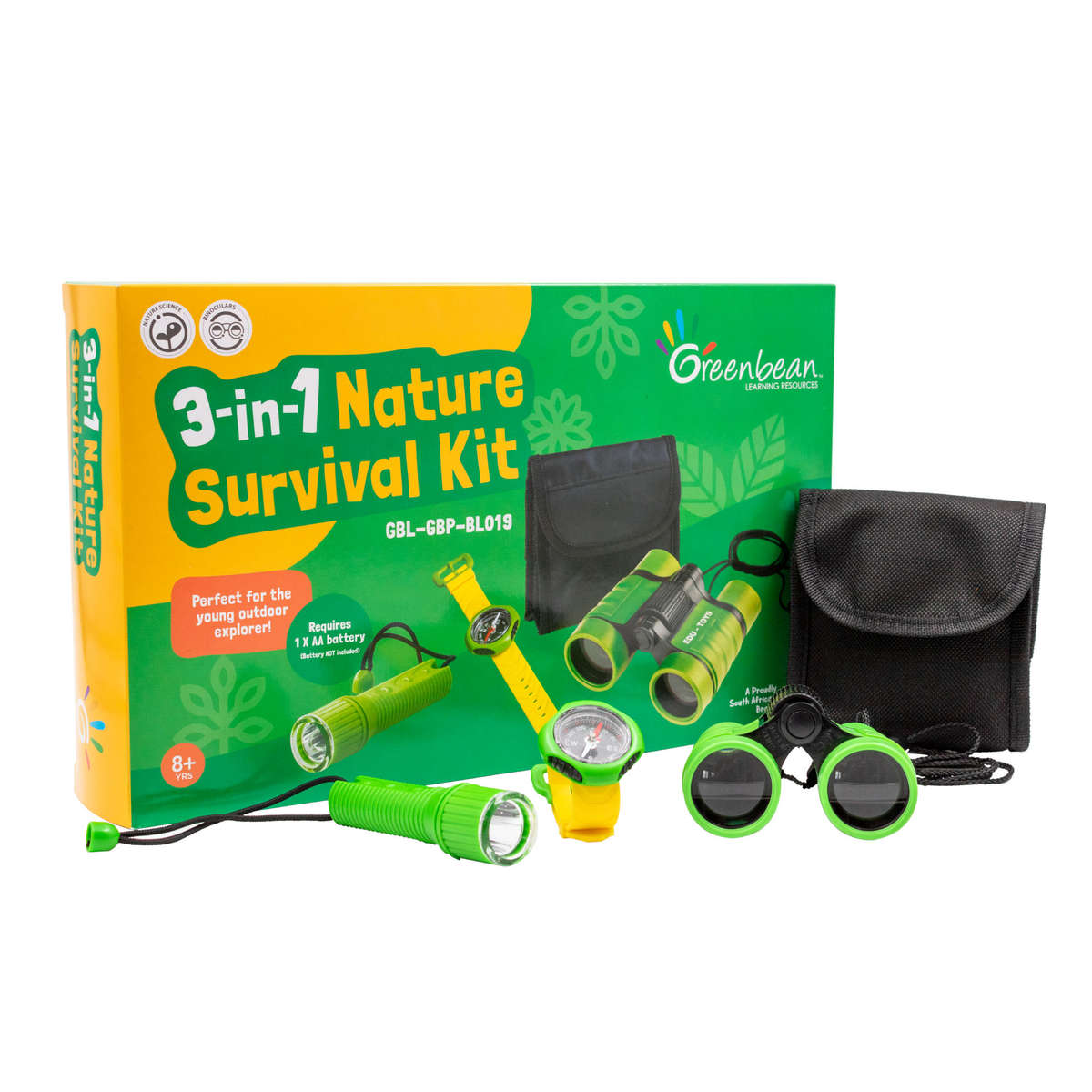 Greenbean Science - Nature Survival Kit - Binocular with Lanyard & Compass- Damaged Packaging
