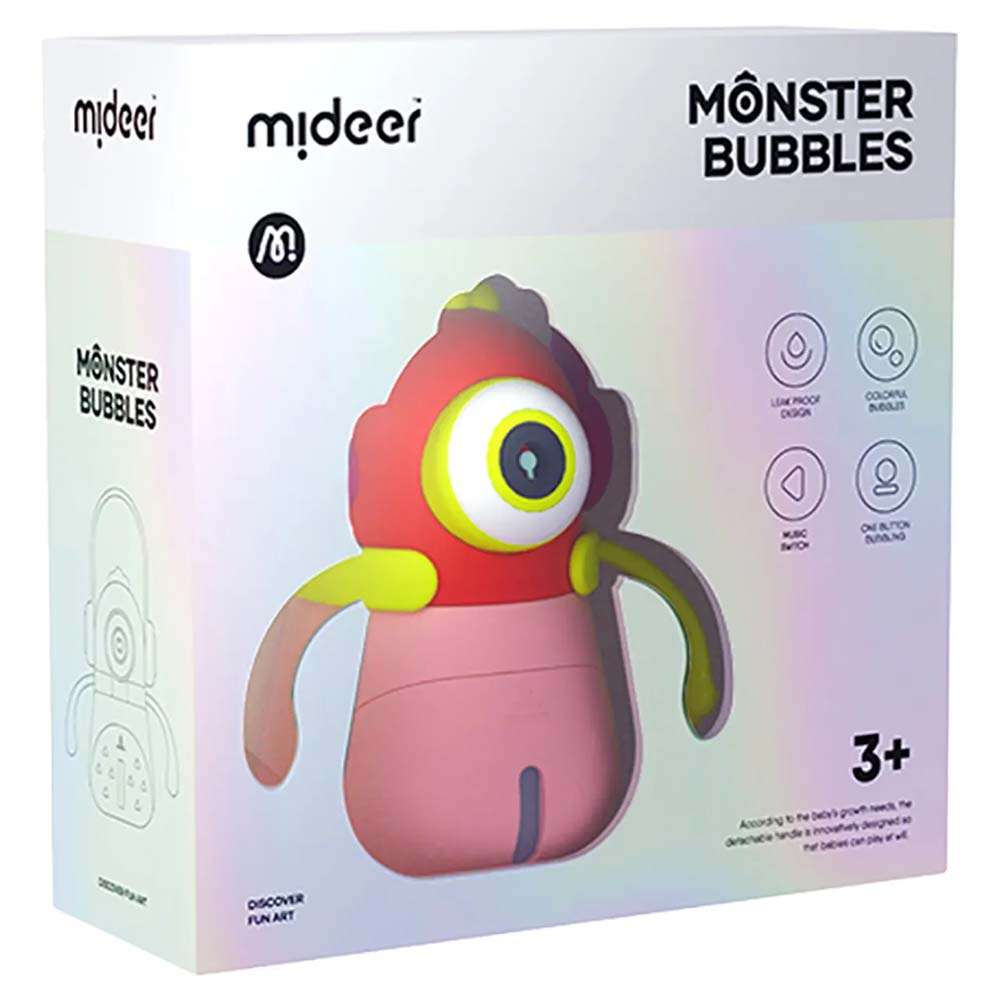 Mideer - Monster Bubbles: Interactive Bubble Machine with Lights and Music - Pink- Damaged Packaging