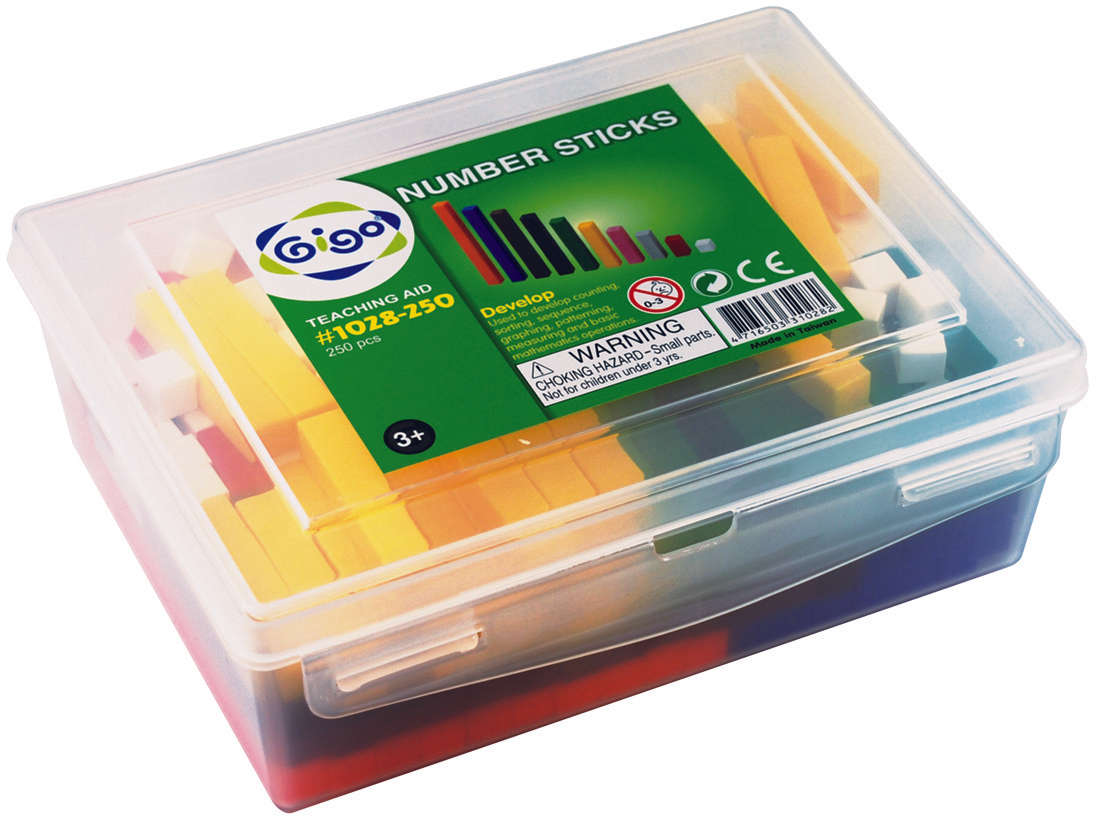 Gigo - Number Rods + 5 Cards - 250pcs Container- Damaged Packaging