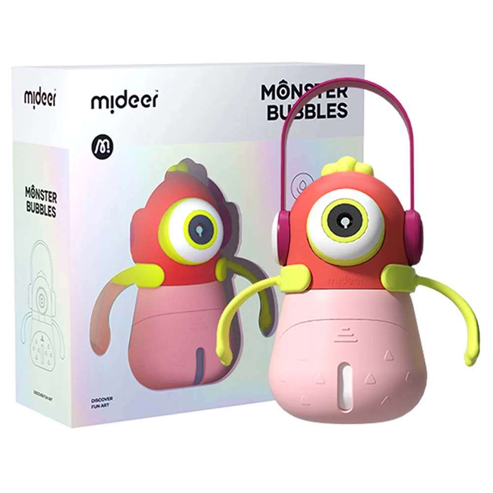 Mideer - Monster Bubbles: Interactive Bubble Machine with Lights and Music - Pink- Damaged Packaging