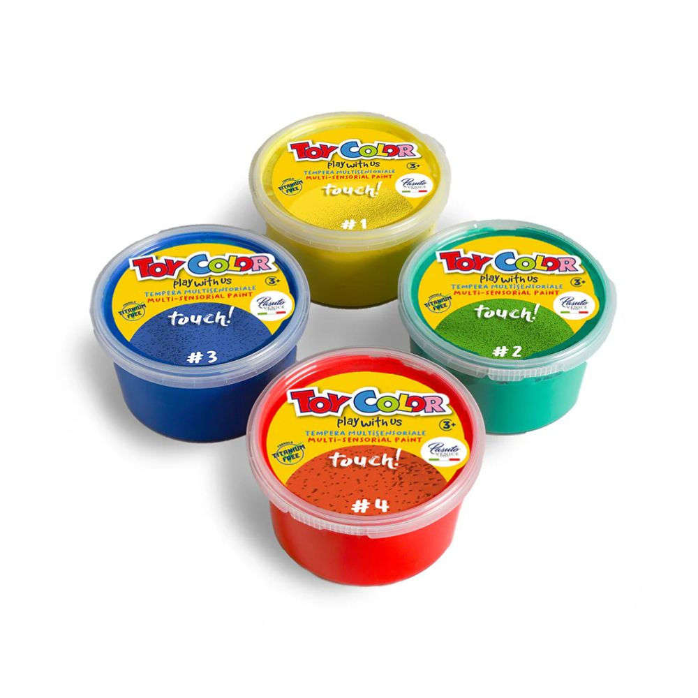 Toy Color - Multisensorial Tempera Paint - 4 x 180ml - Superwashable Sensory Paint for Kids