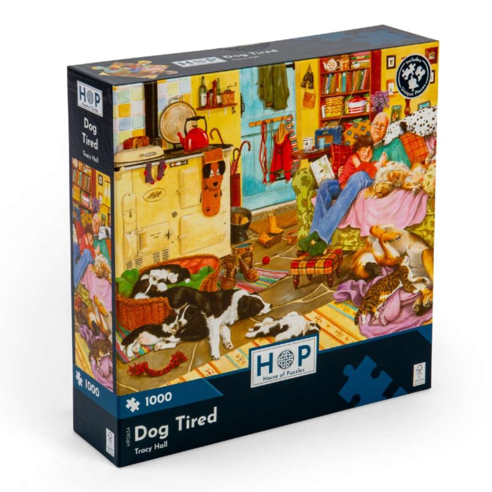 House of Puzzles - Dog Tired - 1000 Piece Jigsaw Puzzle- Damaged Packaging