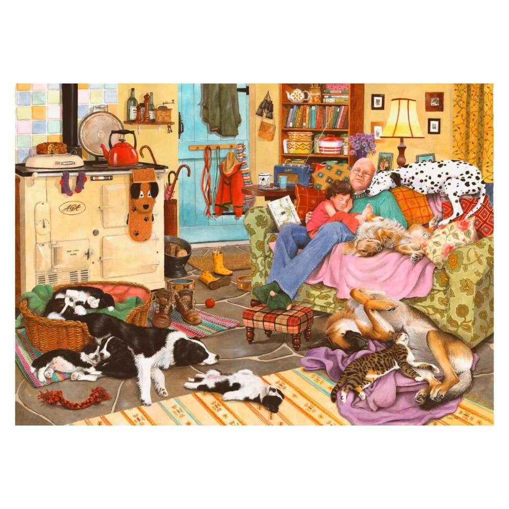 House of Puzzles - Dog Tired - 1000 Piece Jigsaw Puzzle- Damaged Packaging