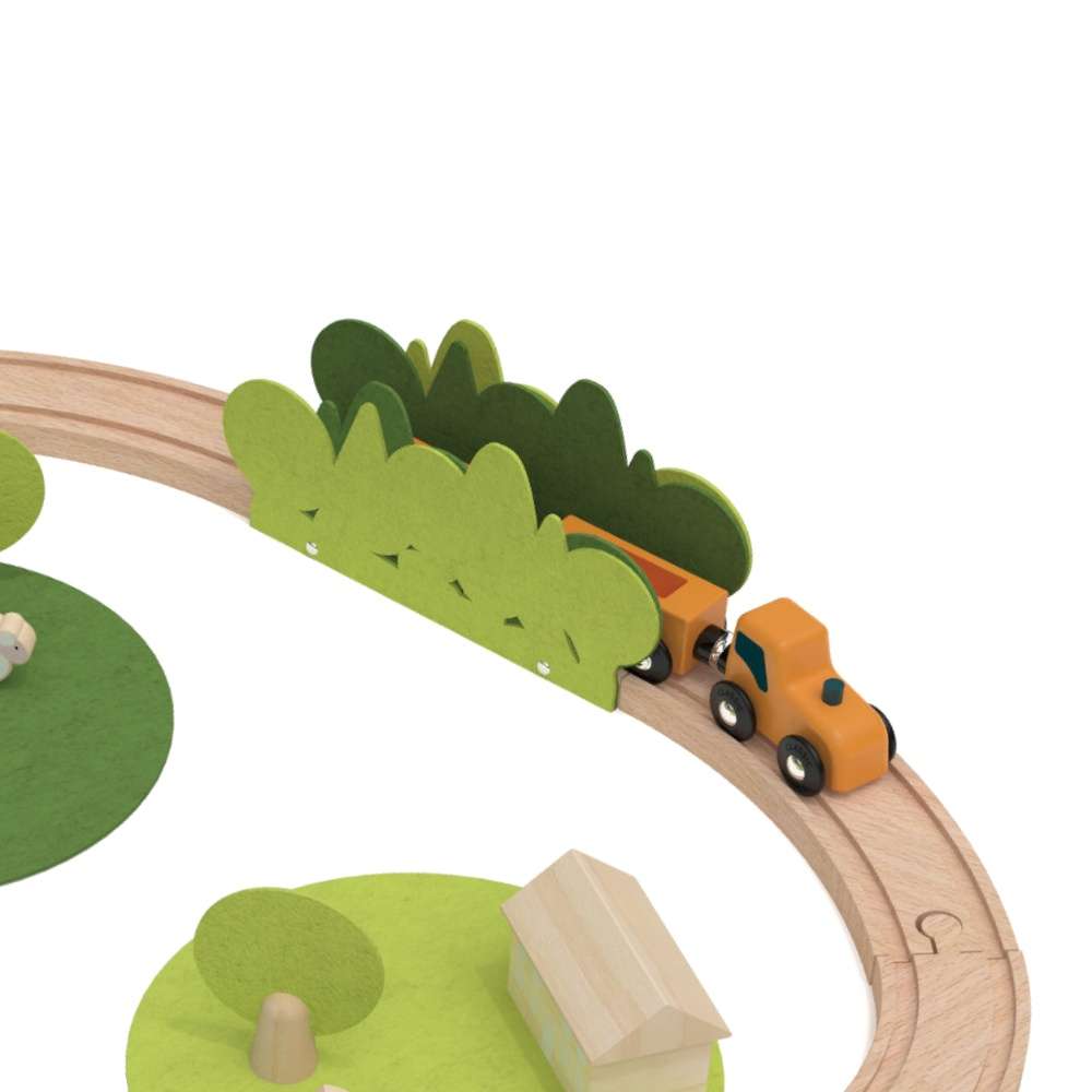 Classic World - Pretend & Play - Natural Wooden Train Set - 100pcs
