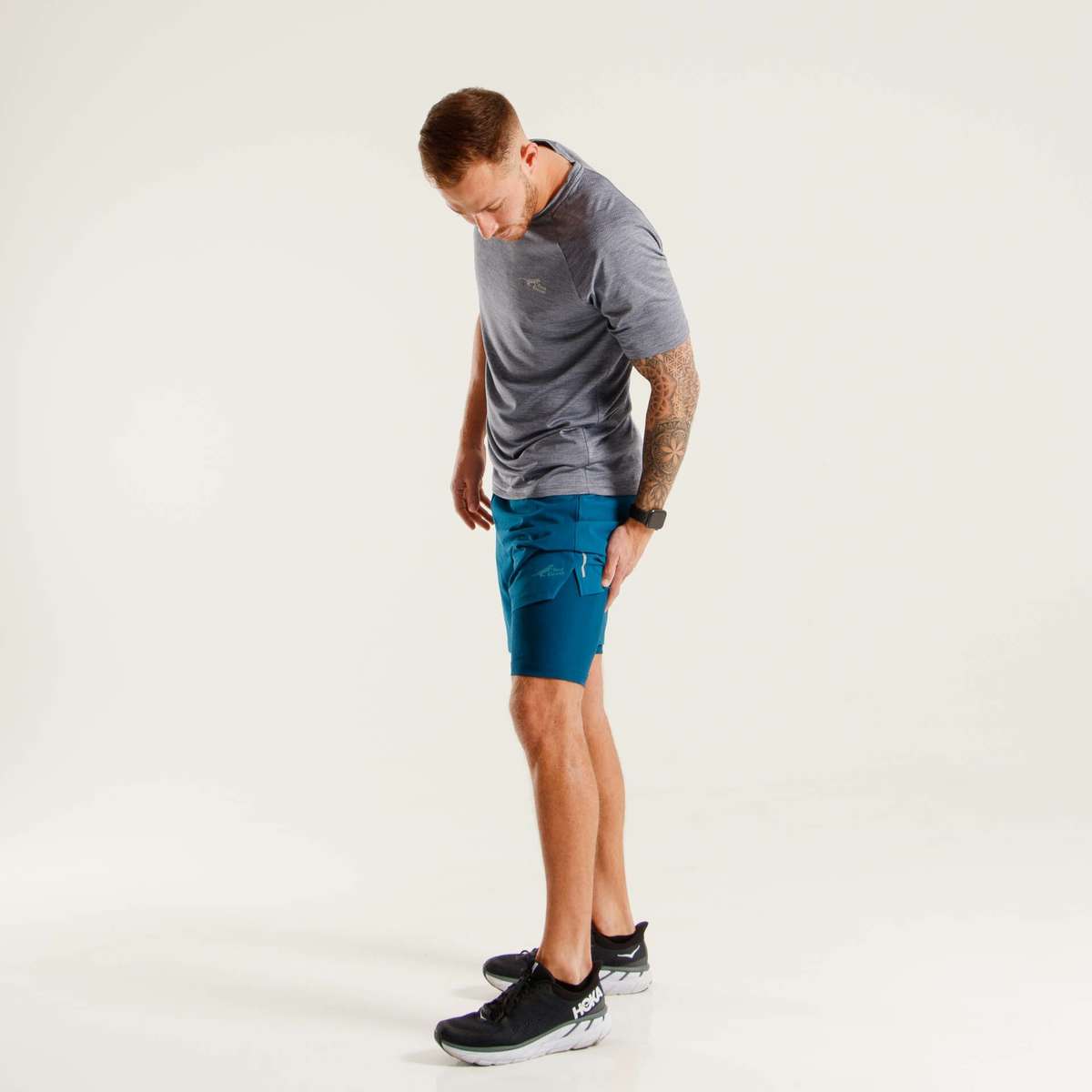 First Ascent Men's Corefit 2in1 7inch Running Shorts Blue Ink