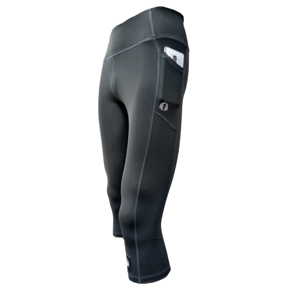 High Waist Funky 3/4 Leggings - Black