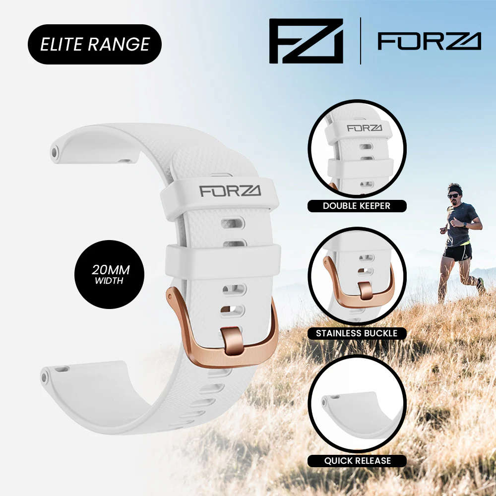 FORZA - ELITE | 20mm Quick Release Watch Strap for Garmin (Rose Gold Buckle)
