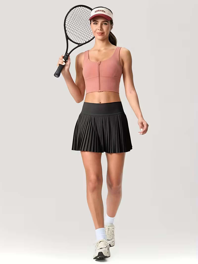 Women's High-Waisted Pleated Mini Skirt (Blue)