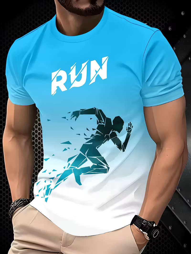 Men's ''Run'' T-Shirt (Lake Blue)